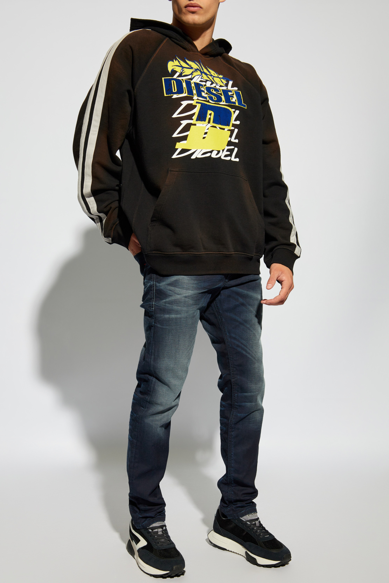 【DIESEL】S-Roxt-Hood S-ROXT-HOOD Hoodie in solarised jersey｜ブラック｜メンズ｜DIESEL